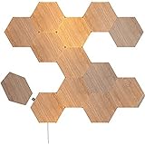 Nanoleaf Elements Hexagon Starter Kit, 13 Smarten Holzoptik LED Panels - Modulare Dimmbare WLAN Wandleuchte Innen, Musik Sync, Funktioniert mit Alexa Google Apple, Deko Wohnzimmer Schlafzimmer Bü