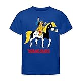 Spreadshirt Yakari Indianer Reitet Auf Kleiner Donner Kinder T-Shirt, 98/104 (3-4 Jahre), Royalb