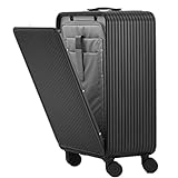 PASPRT Gepäckkoffer All Aluminum Magnesium Alloy Trolley Case Business Suitcase Travel Luggage Password Box Laptop Bag Front Opening Baggage (Color : Black, Size : 16')