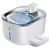 Katzenbrunnen Kabellos mit Bewegungsmelder Batteriebetrieb 4000mAh, FEELNEEDY 4L Trinkbrunnen Leise Bewegungssensor für Katze und Kleine Hunde, Wasserwanne aus Edelstahl, 2 F