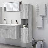 WRJENFSC Badezimmer-Schrank Badezimmer-Aufbewahrungs-Sets Badezimmerschrank Grau Sonoma 30x30x130 cm Holzwerkstoff Geeignet für Schlafzimmer, Toilette, B