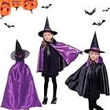 Gxlaihly Kinder Halloween Kostüm,Halloween Kostüme Hexen Zauberer Umhang mit Hut,Hexenumhang für Kinder,Hexe Kostüm,Halloween Kostüme Cosplay Verkleidung für Jungen M