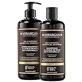 Kerargan - Anti-Haarausfall Shampoo & Spülung Duo mit Rizinusöl für trockenes, brüchiges, geschwächtes Haar - Fördert das Wachstum - Ohne Sulfate, Silikone, GVO - 2x500