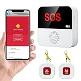 OOCOME Notrufknopf für Senioren, Hausnotruf Senioren Notruf, Tuya WiFi Alarmanlage, ältere Patienten Behinderte, Kinder Notfallknopf Alert System mit Empfänger und 2 SOS Notrufknop