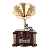 BROLEO Grammophon-Lautsprecher, BT5.0 Kabelloser Vintage-Phonograph-Lautsprecher, Handy-Fernbedienung (#3)