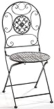 Kobolo Metallstuhl Gartenstuhl Vintage Nostalgie Stuhl aus Metall grau 91