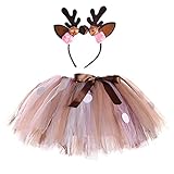 IMEKIS Tutu Rock für Mädchen Weihnachten Rentier Kostüm Clown Elsa Karneval Cosplay Kostüm mit Stirnband Flügel Fee Zubehör für Geburtstag