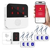 WIOONI Notrufknopf für Senioren Notruf Kabellos Notfallknopf, Hausnotruf intern, Kompatibel mit Tuya Smart/Smart Life, WiFi Smart SOS Notrufknopf-Alarm Set 6 Sender 1 Empfänger (Nur 2.4GHz Wi-Fi)