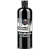 OfficeTree Acrylfarbe Schwarz 500ml - Acrylfarbe Wasserbasis Schwarz- Black Acrylic Paint für Acrylmalerei, Hobbykünstler - Schwarze Acrylfarbe Ideal zum M