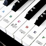 Klaviertasten-Aufkleber für 37/49/54/61/88 Tasten, Musik-Tastatur-Aufkleber, Schwarz & Weiß Tasten, Notenaufkleber, elektronische Tastatur-Aufkleber, abnehmbare Aufkleber für Kinder, Anfänger (Farbe)