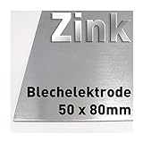 Zink-Blech 80 x 50 mm, Reinzink, als Anode/Elektrode (8 x 5 cm) für Zinkelektrolyt/Galvanik, Verzinken, Plattenelektrode - Polymet - Reine Metalle.®