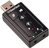 BUBUCAM USB 2.0 Soundkarte 7.1 3D Externer Audio Adapter Lautstärkeregler Funktion Tasten Mikrofon Schwarz für Computer Notebook Tablet PC Laptop