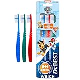 Dr.BEST Paw Patrol Zahnbürste, Weich (2 Stück + 1 Stück Gratis), weiche Borsten und kindgerechter G