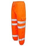 Herren HI VIS VIZ Jogging-Bottoms Combat-Hose Arbeitskleidung Joggers [Orange L]