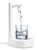 Henzin Desktop Wasserspender für Trinkwasser Wiederaufladbare Elektrischer Automatischer Getränkespender Wasserflaschenpumpe mit Ständer Mini Water Sispenser für Haus/Büro/Außenbereich (Weiß)