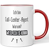 JUNIWORDS Tasse, Ich bin Call-Center-Agent. Warum? Weil ich es kann!, Rot (7170211)