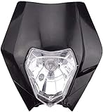 GOOFIT schwarz 12V 35W Scheinwerfer Frontscheinwerfer Lichtmaske mit Front Verkleidung Ersatz für Motorrad Dirtbike Pocketbike Motocross Supermoto Supermoto Schwarz dit Pocketbik