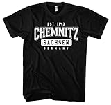 College City Chemnitz Herren T-Shirt | Stadt - Chemnitz Skyline - Fussball - Chemnitz Shirt - Ultras | Schwarz (XL)