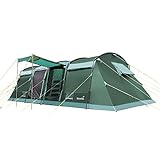Skandika Tunnelzelt Montana 10 Personen | Camping Zelt mit/ohne eingenähten Zeltboden, mit Sleeper Technologie, 3-4 Schwarze Schlafkabinen, 5000 mm Wassersäule, Moskitonetze | F