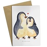 Mr. & Mrs. Panda Grußkarte Pinguin umarmend - Geschenk, Liebespaar, Geburtstagskarte, Seevogel, Klappkarte, Hochzeitsgeschenk, Hochzeitskarte,