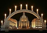 Großer Schwibbogen 70cm, Frauenkirche Dresden, LED- Innenbeleuchtung, 10 Kerzen, Handarbeit Erzgebirg