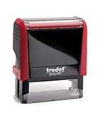 Trodat - Printy 4913 - Custom Stempel mit Wunschtext personalisieren, hier gleich online gestalten Gehäusefarbe feuerrot – Adresstempel - Arztstempel - mit Wunschtext - 58x22 mm - 6 Z