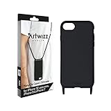 Artwizz HangOn Case kompatibel für iPhone SE (2022/2020) / 8/7 - Elastische Schutzhülle aus Silikon als Handykette zum Umhängen mit Band - Schw