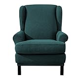 EBETA E Jacquard Sesselbezug, Sessel-Überwürfe Ohrensessel Überzug Bezug Sesselhusse Elastisch Stretch Husse für Ohrensessel (Olivgrün)