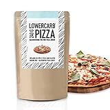 Lower-Carb Pizza Backmischung für 2 Pizzaböden oder 1 Pizzablech | 90% weniger Kohlenhydrate | Glutenfrei, 29g Vegan Protein, mit Mandelmehl Flohsamenschalen & Leinsamen, keto, Organic Work