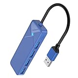 GiGimundo USB Hub 3.0, 4 Port USB 3 hub für Laptop, Schnelle Datenübertragung USB Verteiler 3.0 mit LED-Anzeige(15cm Kabel) Kompatibel mit MacBook, PS4, Surface Pro, Flash Drive, Mobile HDD, B