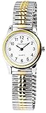 Classique Damen-Uhr Zugarmband aus Edelstahl 20cm ⌀28 mm 14mm breit gut lesbar silberfarbig goldfarbig Geschenk für F