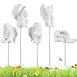 5-teilige Amor-Figur auf Stab, Mini-Engel-Skulptur aus Kunstharz, niedlicher Miniatur-Engel, Miniatur-Amor-Engel-Figuren-Set, kleine Statue für Topfpflanzen, Feengarten, dekorative Gartensteck