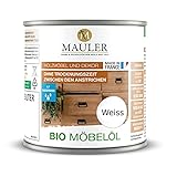 Möbelöl, Arbetisplattenöl, Bio Öl Weiss 0,25 Liter MAULER - ECOLABEL, Schützt gegen Flecken, Kratzer, Abnützung - G