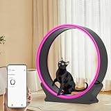 Katzenlaufrad mit Lichtstreifen, 40-Zoll-Katzenlaufrad mit Telefon-App-Daten – perfekt für Ihre energiegeladene Katze, Fitness, Gewichtsverlust, Pfotenschleifübungen, Leises Katzenlaufband,Pink