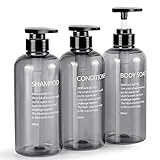 Czemo 3 Stück Shampoo Spender für Dusche 500ML Shampoo Flasche zum Befüllen Pumpflasche Nachfüllbarer Kunststoff-Lotionsspender Seifenspenderflaschen für B
