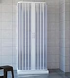 Duschkabine mit 3 Seiten, 2 Türen mit Falttüren, zentrale Öffnung aus PVC, Höhe 185 x 80 x 80 x 80