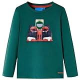 vidaXL Kinder-Langarmshirt mit Rennwagen-Aufdruck Pullover Sweatshirt T-Shirt Grün 104