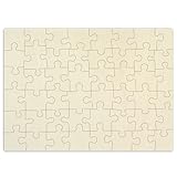 Holzpuzzle blanko mit 48 Teilen, ca. 40 x 29 cm - Zum selbst gestalten und bemalen - Leeres Puzzle aus Schichtholz, inkl. Puzzlevorlag