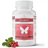 120 Cranberry Tabletten für 4 Monate mit Vitamin C, nur 1 Tablette täglich, aus 50-fach konzentriertem Extrakt der natürlichen Cranberries, Vaccinium macrocarpon, Moosbeere (120 Tabletten)