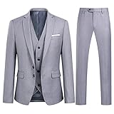 YOUTHUP Herren 3 Teilig Anzug 2-Knopf Slim Fit Anzüge Einreiher Sakko Weste Hose für Business H