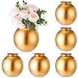Sliner 6 Stück goldene Vase, dekorative goldene Blumenvase, stilvolle runde Vase, Blumenball-Vase, moderne goldene Tafelaufsätze für Tisch, Hochzeit, Esszimmer, Büro, Wohnzimmer, Dek