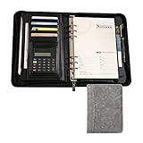 Schreibmappe A5 Konferenzmappe Leder Reißverschluss Dokumentenmappe Geschäfts Organizer Mit Nachfüllbare Notizblockseiten Und Stifthalter Für Damen Herren(Graey)