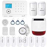 TECPEAK GSM/WiFi Alarmanlagen Komplettsystem, Alarmanlage Haus mit Alarmsirene, Haussicherheits Set inkl. Fensteralarm/Türalarm, Bewegungsmelder, Fernbedienung,Tag,SOS,Solar Auß