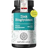 NATURE LOVE® Zink - 365 Tabletten (1 Jahr) - Hochdosiert (25mg): Zink-Bisglycinat (Zink Chelat) - Hoch bioverfügbares Zinc - vegan, laborgeprüft, in Deutschland p