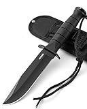Omesio Messer outdoor, Survival Messer Überlebensmesser, Fahrtenmesser mit feststehender Klinge, feststehendes Messer Schw