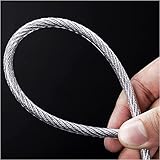 Zipline Wire Edelstahl-Drahtseil 3 mm (1/8 Zoll), durchsichtiges, vinylbeschichtetes Flugzeugkabel für Geländer, Terrassendielen, Bilderaufhängung, 7 x 7 Stränge, Bruchfestigkeit 358 lbs, 10 m–1