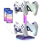 Todeco Universaler Game Controller Ständer, RGB Kopfhörer Halter, mit 10 Lichtmodi, 2 USB Anschlüsse, LED Headphone Stand Kopfhörerständer, für Xbox One/Playstation PS4/Nintendo Sw