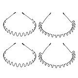Sibba 4 Stück Metall-Stirnband schwarz Haarband Federwelle Unisex flexibles Stirnband Damen Herren Haar-Accessoires modisch rutschfest für Sport Yog