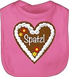 Baby Lätzchen - Kompatibel mit Oktoberfest Baby Outfit - Lebkuchenherz Spatzl - Unisize - Pink - bayrisches bayrisch trachten- bayern bayerischer tracht oktoberfest- trachten bayrische - BZ12
