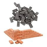 BESTonZON Miniatur Backsteine Ziegelsteine Puppenhaus Dachziegel Mauersteine DIY Fake Bricks Modell für Modellbau Landschaftsbau Feengarten Zubehör 100 Stück Grau R